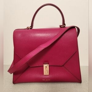 Ted Baker Ellice Leather Top Handle Grab Bag Pink Berry Color RARE